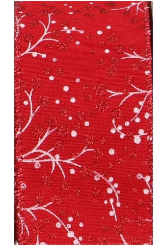 Luxe Kerstlint IJzerdraad Red Circles Met IJzerdraad 63mm x 10meter