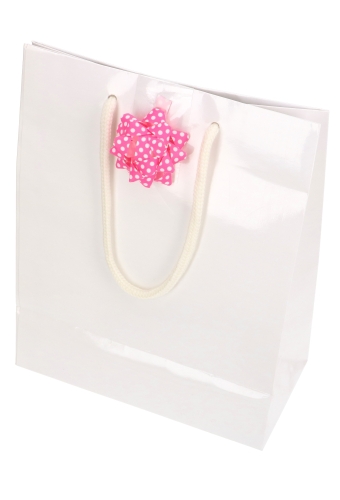 AKTIE Tassensluiter 2x Mini Bows R50mm Dots Roze Met Plakker 50stuks