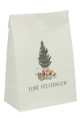 Kadozakjes Assorti Kraft Zupo Wit Kerstmis 14x7x19cm 24stuks