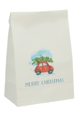 Kadozakjes Assorti Kraft Zupo Wit Kerstmis 14x7x19cm 24stuks