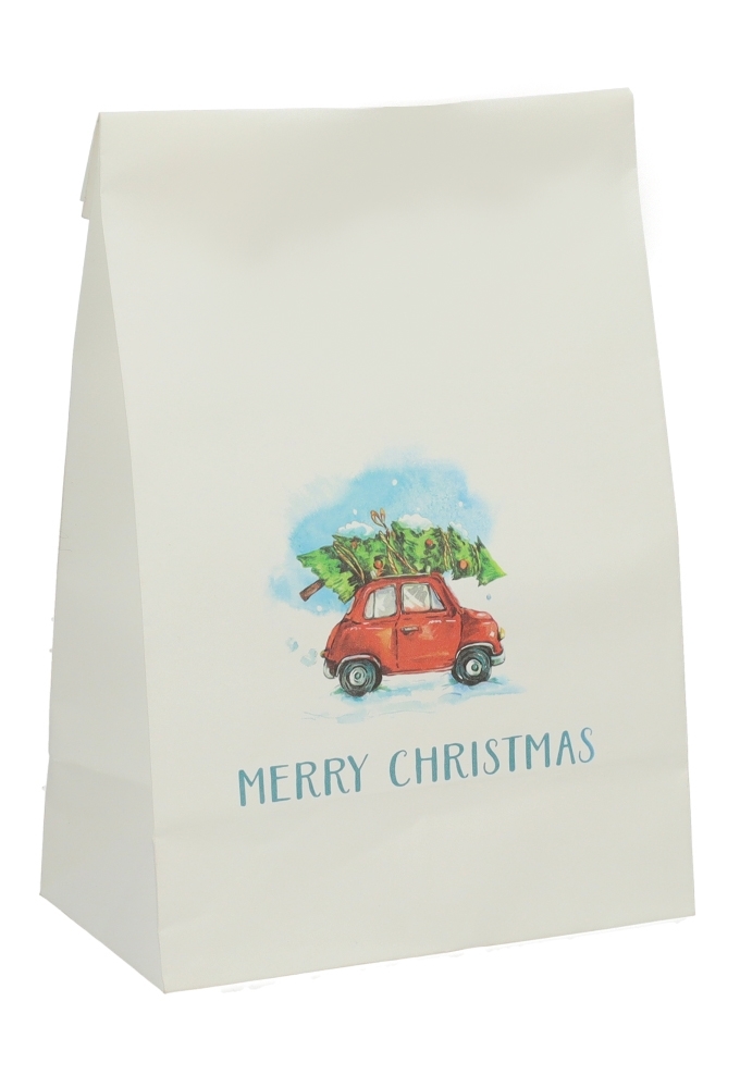 Kadozakjes Assorti Kraft Zupo Wit Kerstmis 14x7x19cm 24stuks