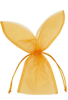 Organza Pasen Zakjes Oranje Bunny 11x29cm 10stuks