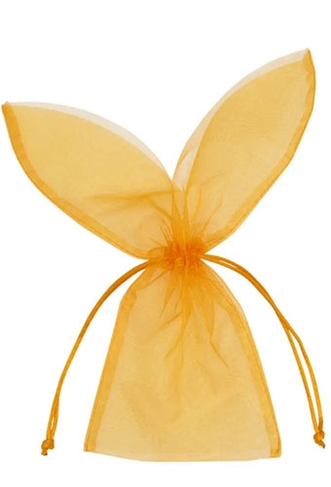 Organza Pasen Zakjes Oranje Bunny 11x29cm 10stuks