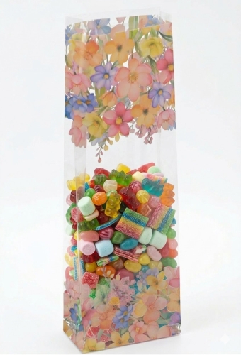 Cellofaan Zakjes Met Blokbodem Bloemen Perk 8x4x24cm 50stuks