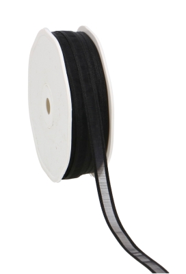 Luxe Organza Lint Met Satijnen Rand Zwart 10mm x 50meter