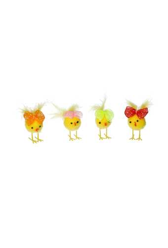 Chenille Tweety Kuikens Geel Met Een Dots Strikje 2.5cm 24stuks