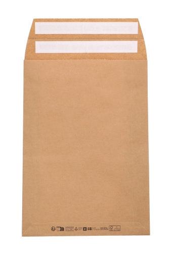 Papieren Verzendzak Zijvouw Zaza Kraft Plakstrip 30x42x8+10cm 400st