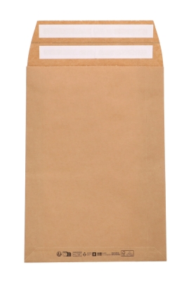 Papieren Verzendzak Zijvouw Zaza Kraft Plakstrip 30x42x8+10cm 400st