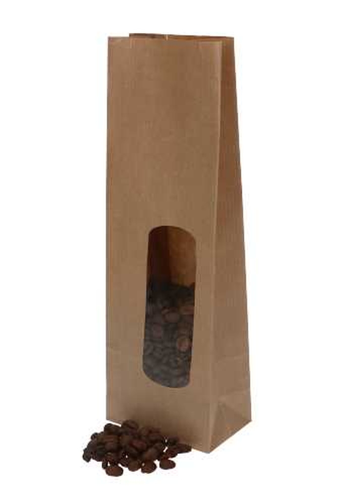Blokbodemzakjes Kraft & Lange Venster Sealbaar 8x5x24cm 100stuks