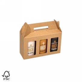 Bierverpakking Kraft Voor 3x 33cl Blikjes FSC® 50stuks Bierverpakking Kraft Voor 3x 33cl Blikjes FSC® 50stuks