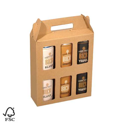 Bierverpakking Kraft Voor 6x 33cl Blikjes FSC® 50stuks Bierverpakking Kraft Voor 6x 33cl Blikjes FSC® 50stuks