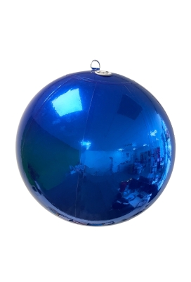 Decoratie Kerstbal Metallic Blauw 90cm Opblaasbaar & Dubbelwandig 1stuks
