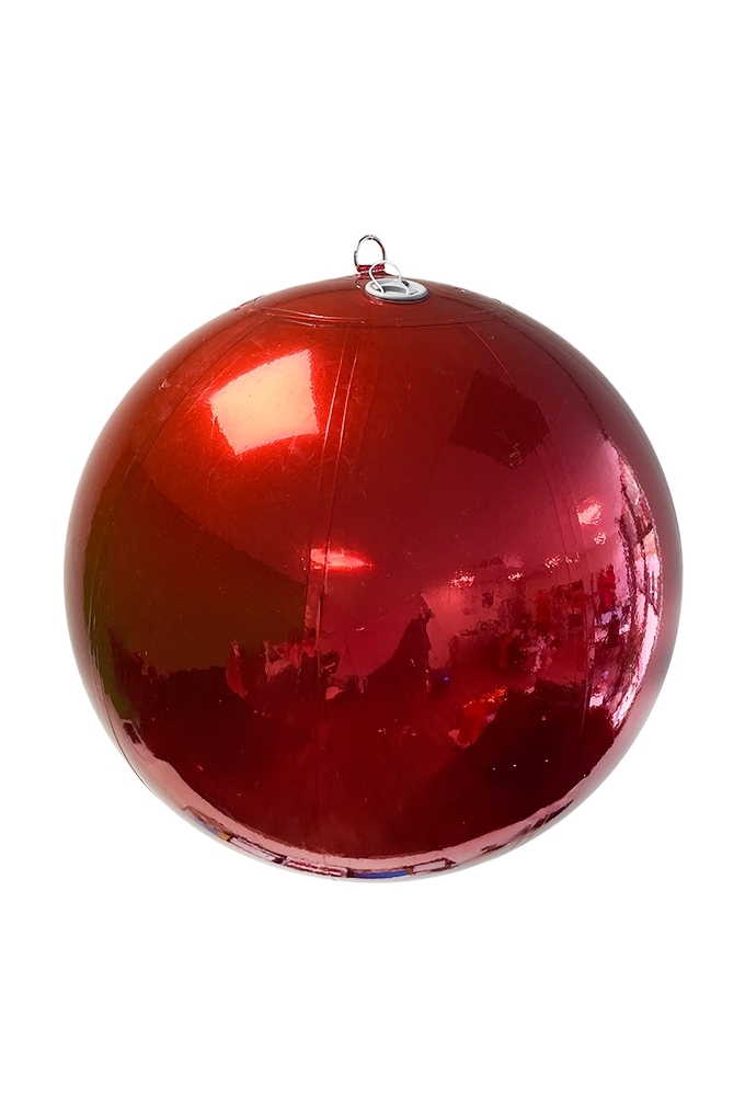 Decoratie Kerstbal Metallic Rood 60cm Opblaasbaar & Dubbelwandig 1stuks