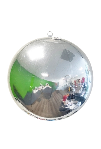 Decoratie Kerstbal Metallic Zilver 60cm Opblaasbaar & Dubbelwandig 1stuks