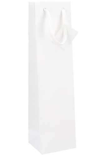 Wijntasjes 1 Fles Wit Mat Met Koord 10x9x38cm 20stuks