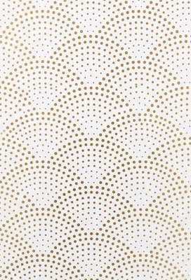 Geschenkpapier Coated Wit  Gouden stippenprint 50cm x 200meter