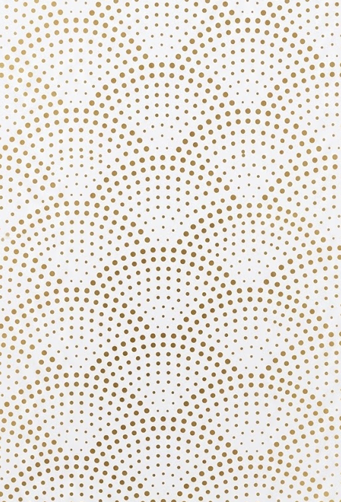 Geschenkpapier Coated Wit  Gouden stippenprint 50cm x 200meter