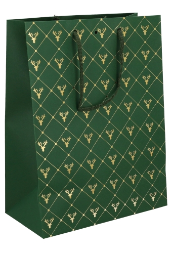 Kadotasjes Rendier Groen Met Venster Met Koord 25x13x33cm 10stuks