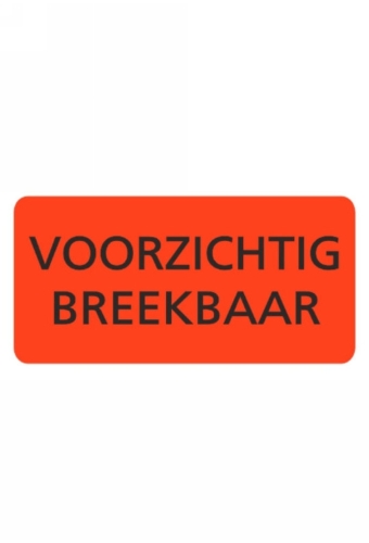 Zelfklevende Etiketten Breekbaar Fluor Rood Zwart 98x48mm 500stuks