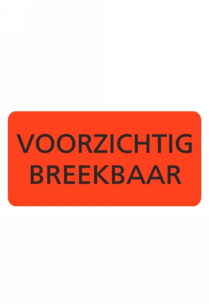 Zelfklevende Etiketten Breekbaar Fluor Rood Zwart 98x48mm 500stuks