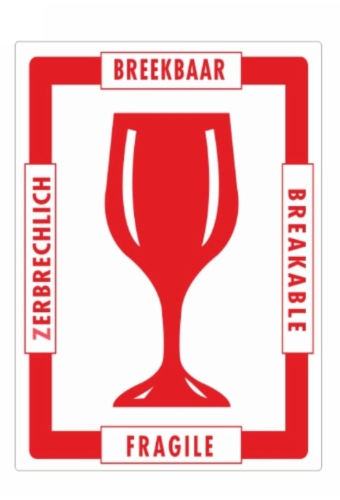 Zelfklevende Etiketten Breekbaar Glas Rood Glans 98x70mm 500stuks
