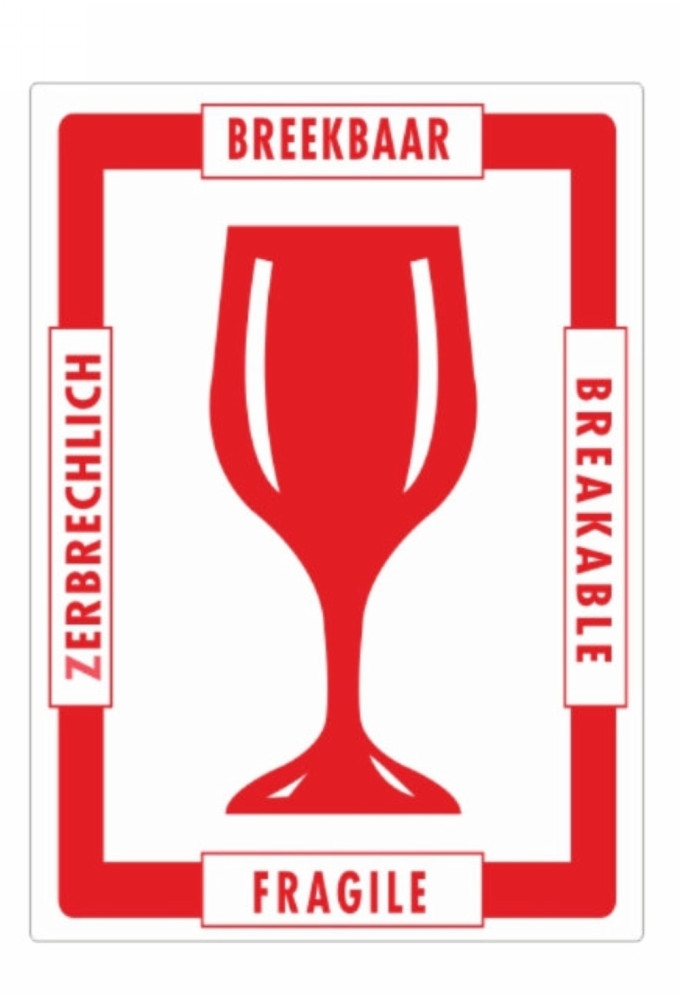 Zelfklevende Etiketten Breekbaar Glas Rood Glans 98x70mm 500stuks