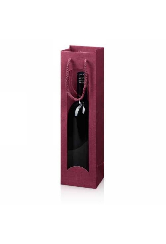 Wijntasje Venster Linnentextuur Bordeaux 1 fles 10x8.5x36cm 20st