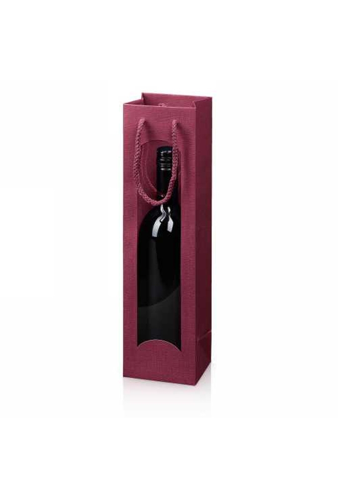 Wijntasje Venster Linnentextuur Bordeaux 1 fles 10x8.5x36cm 20st