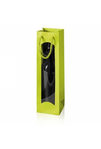 Wijntasje Venster Linnentextuur Lime Groen 1 fles 10x8.5x36cm 20stuks