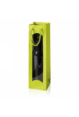 Wijntasje Venster Linnentextuur Lime Groen 1 fles 10x8.5x36cm 20stuks