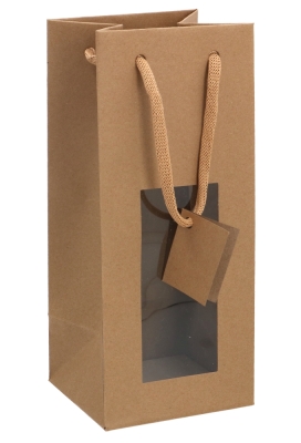 Kadotasjes Likeur Lenno Met Handvat & Venster Kraft 12X11X28cm 20stuks