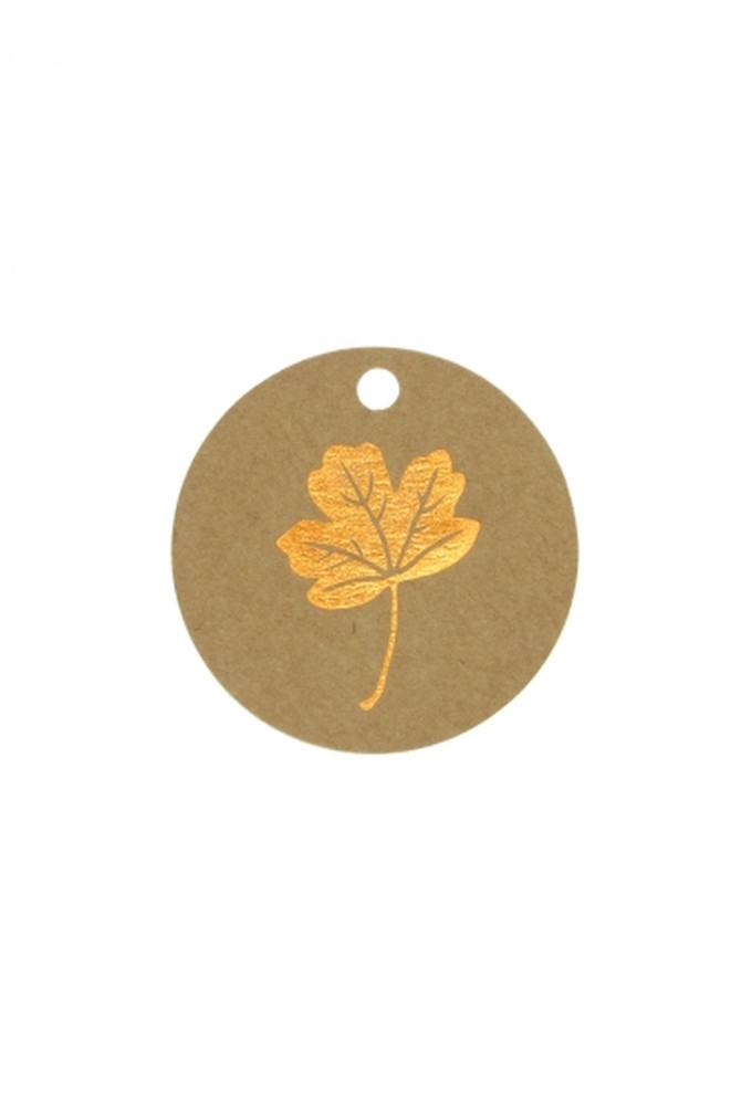 Kadokaartje Herfstblad Kraft & Koper 5cm Naturel Blanco 50stuks