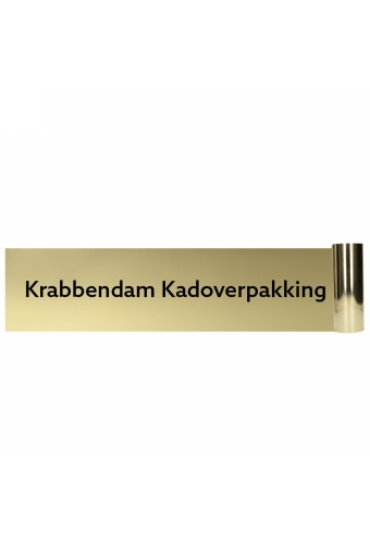 Bedrukt Openings lint Met Uw Eigen Tekst Metallic Goud 25cm x 10meter