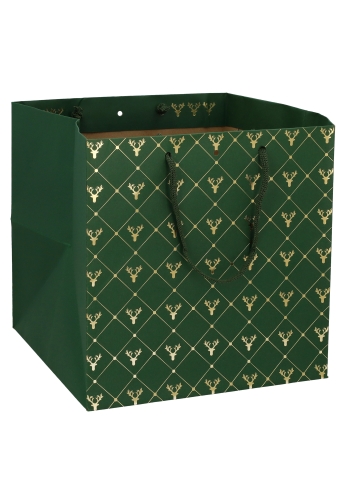 Kadotasjes Rendier Groen Met Koord 26x25.8x26cm 20stuks