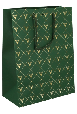 Kadotasjes Rendier Groen Met Venster Met Koord 25x13x33cm 10stuks