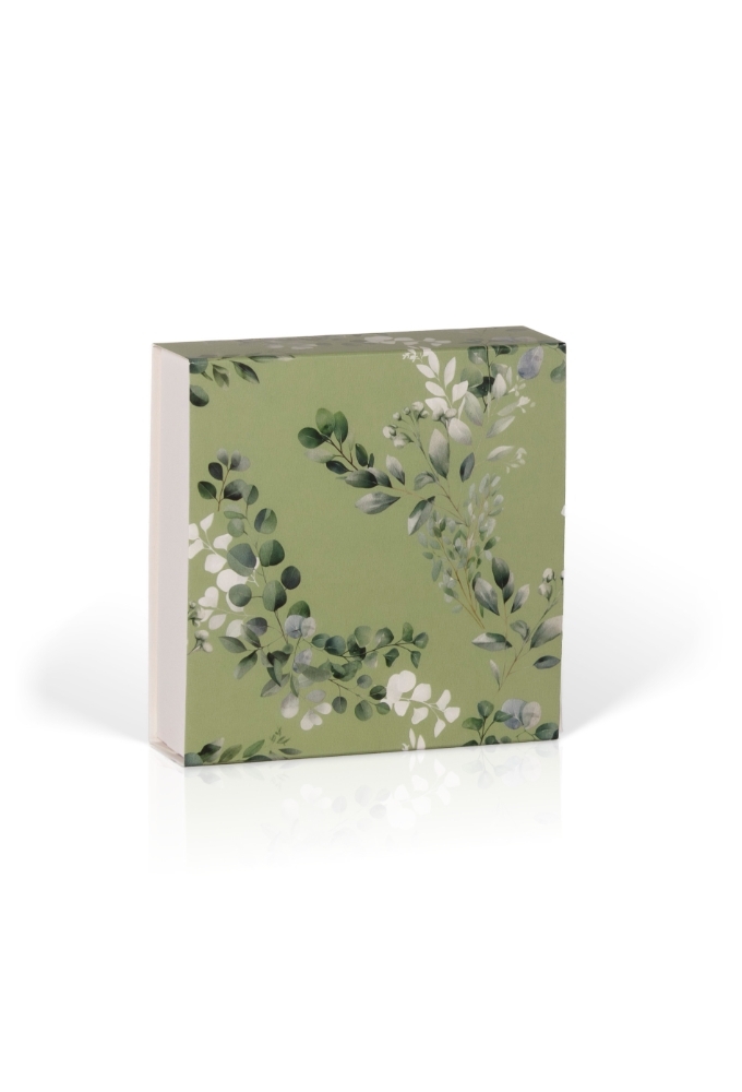 Kadobon + Kadodoosje Bene Green leaves 12x12x3cm 10stuks