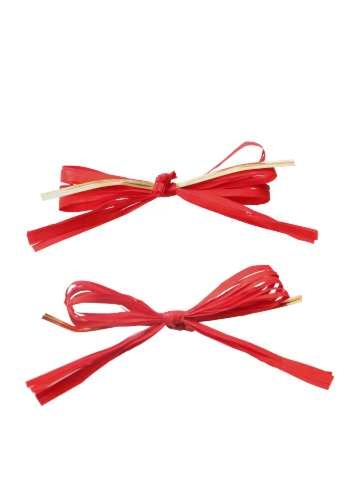 Cadeaustrikje Raffia Rood Met Gouden Clipje 8x5cm 100stuks OP IS OP