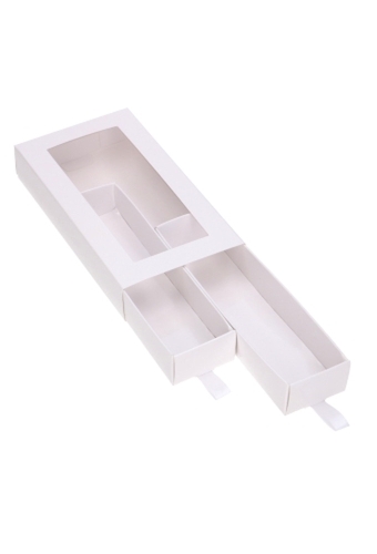 Bonbondoosjes 2 Ladeboxje Wit Glans Laag 16x8.6x2.8cm 4st