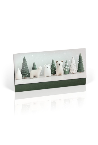 Kadobon + Cadeau Envelop Christmas bear 21.5x10.5cm 10 stuks