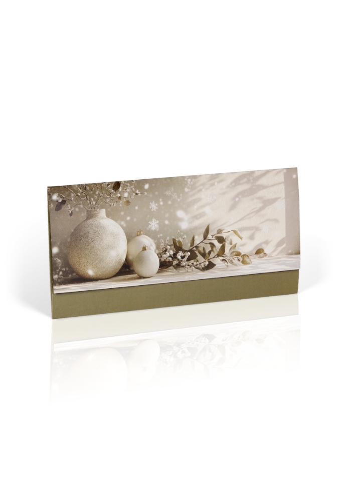Kadobon + Cadeau Envelop Creme Christmas deco 21.5x10.5cm 10 stuks