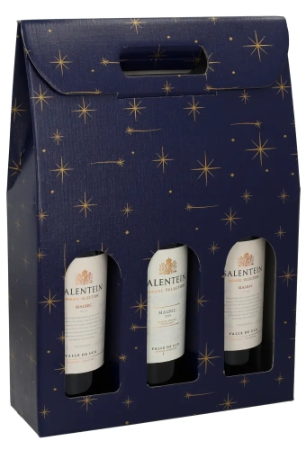 Luxe Wijndozen Vigo Blauw voor 3 fles 27x9x38.5cm 30stuks
