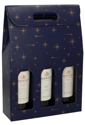 Luxe Wijndozen Vigo Blauw voor 3 fles 27x9x38.5cm 30stuks