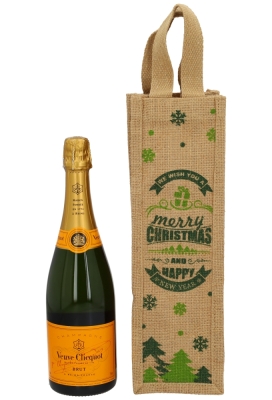 Kerst wijnzak Merry Christmas Groen 11x11x37cm 10stuks