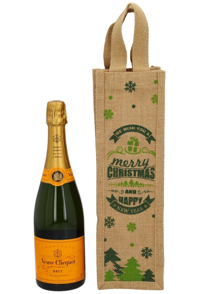 Kerst wijnzak Merry Christmas Groen 11x11x37cm 10stuks