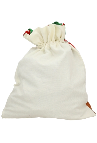 Luxe Kerstzak Katoen Christmas Rendier Met Zachte Rode Pompons 38x50cm 10stuks