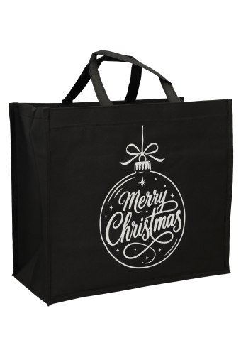 Kersttas Merry Christmas Nonwoven Bigshop Zwart 40x20x35cm 10stuks