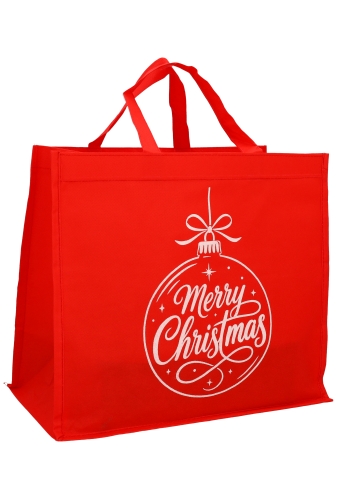 Kersttas Merry Christmas Nonwoven Bigshop Rood 40x20x35cm 10stuks