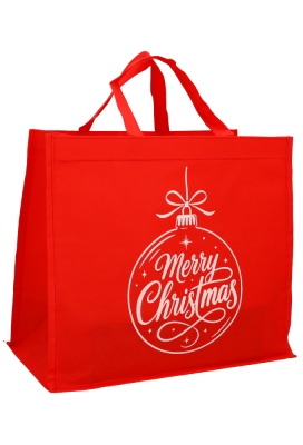 Kersttas Merry Christmas Nonwoven Bigshop Rood 40x20x35cm 10stuks