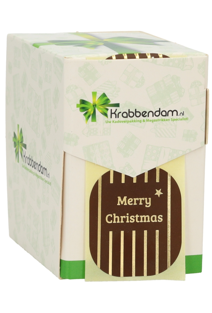 Etiketten Kerst Merry Christmas Bruin Goud 3.9x4.5m 250stuks