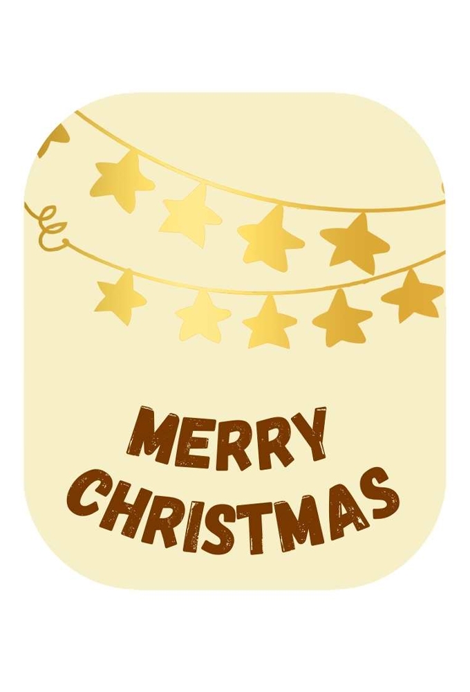 Etiketten Kerst Merry Christmas Creme Bruin Goud 3.9x4.5m 250stuks